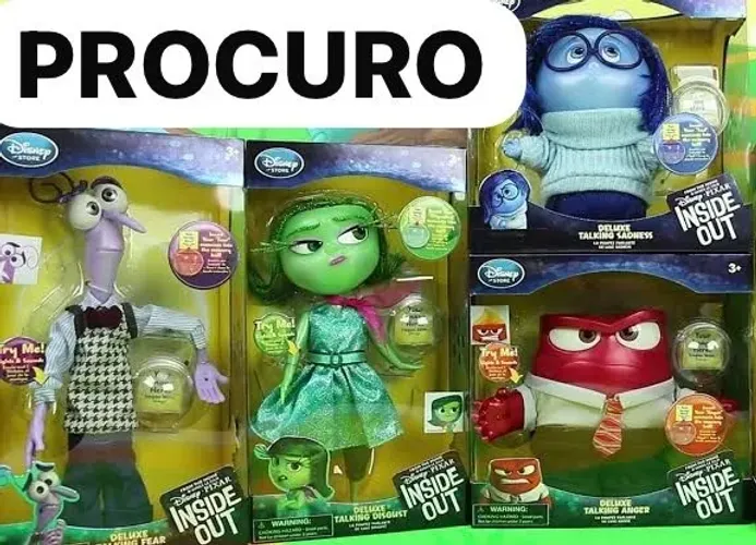 Bonecos Disney divertidamente sentimentos tristeza nojinho medo raiva    