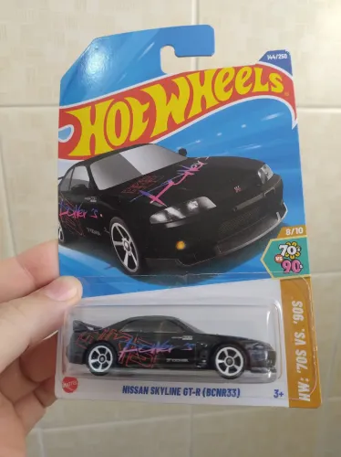 Miniatura Hotwheels Nissan Skyline GT-R (BCNR33) HKS Preto 1:64 Novo