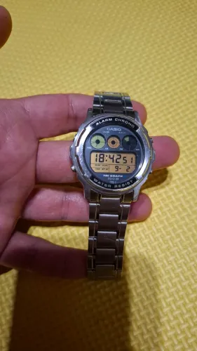 Relógio Casio vintage TGW-100 Tri Graph anos 80 90 colecionadores aço inox