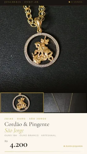 Cordão & Pingente | Ouro 18k ? Ouro Branco ? Artesanal