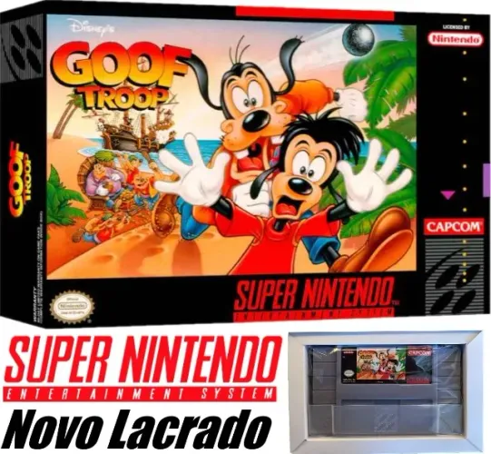 Cartucho Goof Troop Super Nintendo Pateta & Max Disney Fita de SNES Completo Novo Lacrado