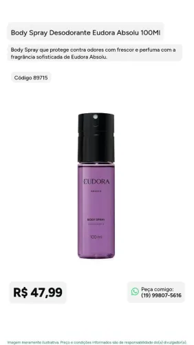 ? Body Spray Eudora Absolu