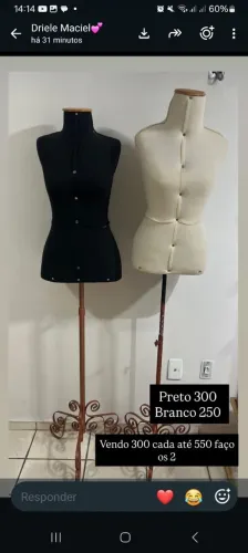 Manequim Busto De Costura Moulage Confecção Pedestal Preto Ou Branco<br>