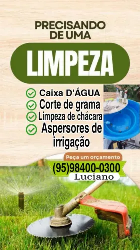 Limpeza quintal/caixa d'agua e manutenção de irrigação 