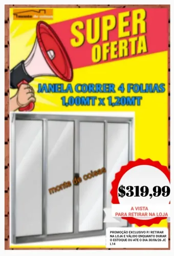 JANELA DE ALUMÍNIO 4 FOLHAS 100 x 120 !! PROMOÇÃO !!