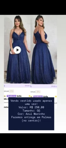 Vestido de festa azul marinho