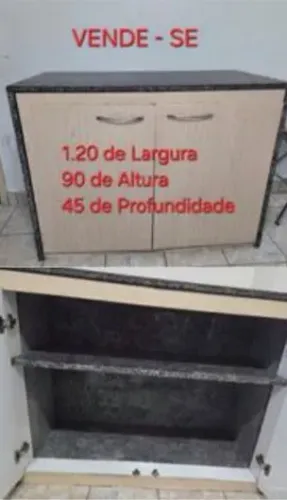 Armário com tampo em granito - resistente e elegante - 1,20m