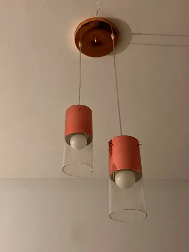 Pendente duplo de vidro rose gold