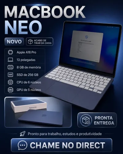 MacBook Neo Apple A18 Pro 13 novo na Caixa 8GB RAM / 256GB SSD