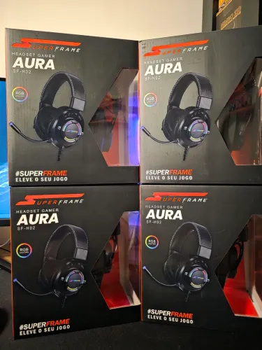 Headset Gamer SuperFrame Aura 7.1 Surround RGB (Preto) - Novo e Lacrado