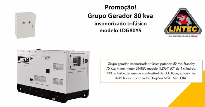 Gerador 80KVA novo! Quadro de transferência automático! Novo sem uso