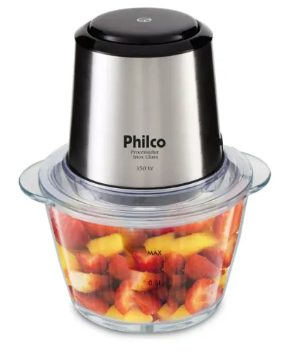 Processador Philco Inox Glass 1,2L 350W Função Pulsar PPS01I