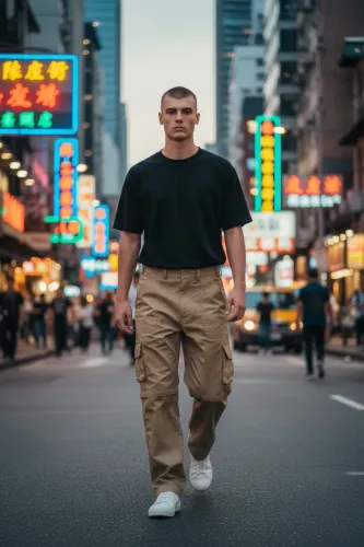 Calça cargo masculina, tamanho 42 
