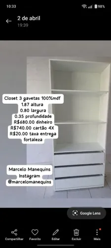 Closet 3 gavetas