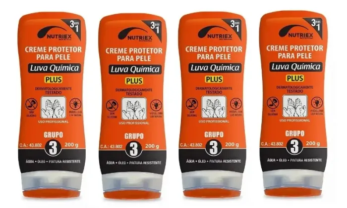 4 Cremes protetor para pele luva química nutriex