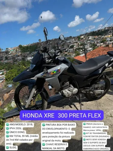 HONDA XRE 300 PRETA FLEX | ANO/MODELO: 2018