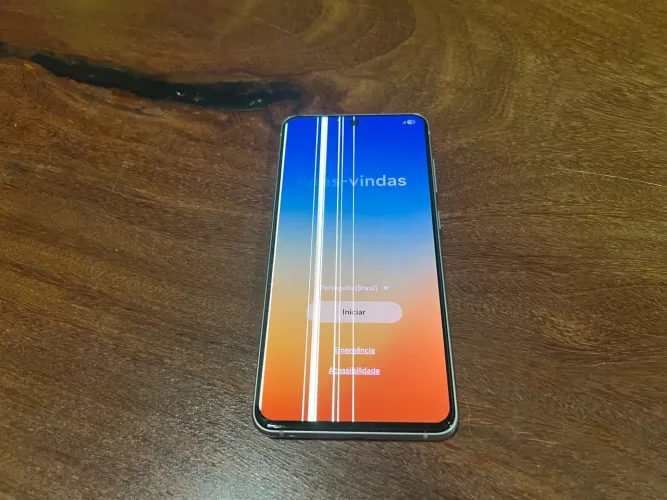 Samsung s21FE com listras na tela