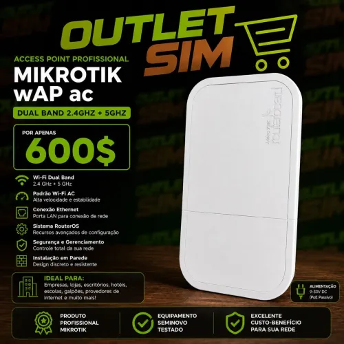Access Point Profissional MikroTik wAP ac - Dual Band