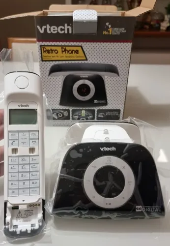 Telefone VTech Retro Phone-B Sem Fio com Secretária Eletrônica - Novo