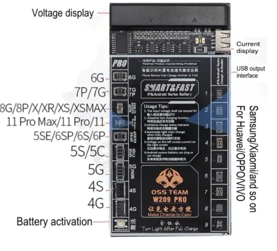 Placa Ativadora Reativador Bateria iPhone Samsung W209 Pro (99995.9905 zap)