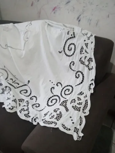 Colcha tecido bordado branco