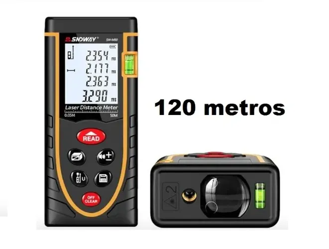 Trena Laser Digital 120 metros SNDWAY com pequenos riscos