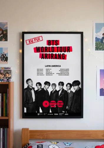 Quadro decorativo BTS Tour Arirang Latin American - Tamanho A3 - Com moldura