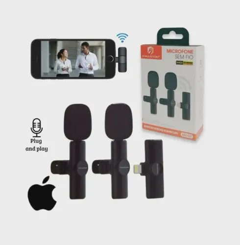 Microfone de Lapela Duplo Sem Fio para Iphone