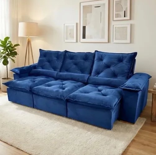 Sofá Retrátil Reclinável Álamo 2,70 Azul