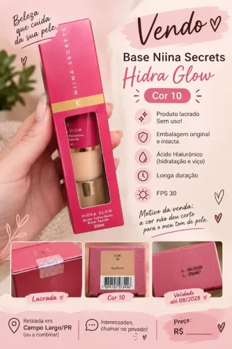 Vendo Base Ninna Sicrets Hidra Glow 30ml cor 10