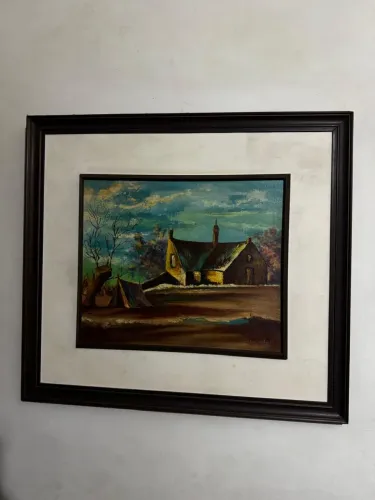 Quadro Antigo de Paisagem - Pintura com Moldura