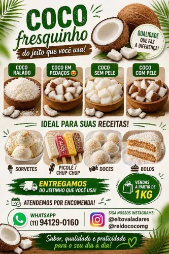 Coco ralado pedaço, ou do jeito que você usa !