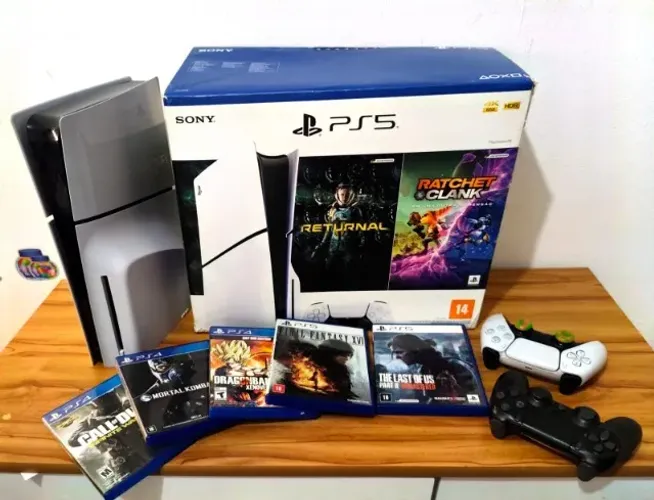 Ps5 Slim Leitor C/ Caixa, 1 terá de SSD, Jogos - Ac