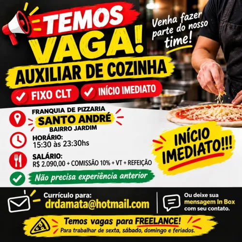Vaga Auxiliar cozinha Santo André