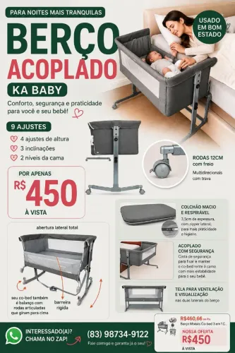 Berço Acoplado KaBaby 3 em 1