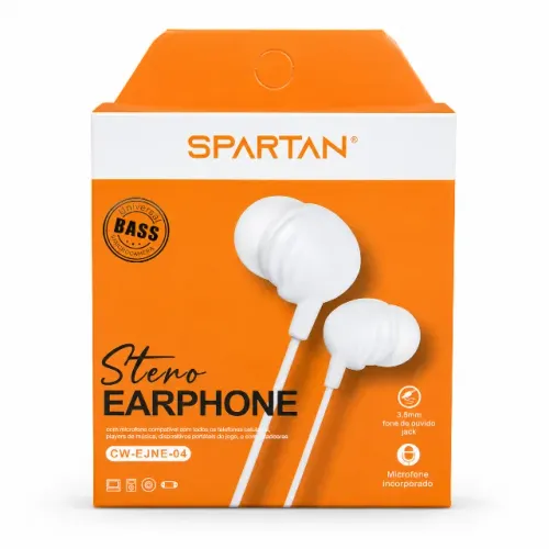 Fone de Ouvido Spartan CW-EJNE-04 P2 3.5mm Stereo com Microfone Universal pode ser retirad