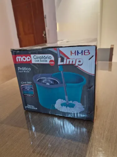 Mop Giratorio 8 Litros Com Cesto Em Aço Inox Esfregão 360 Giratorio Para Limpeza