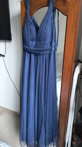 Lindo vestido azul longo
