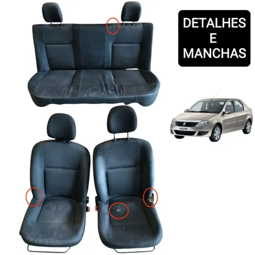 Jogo Banco Tecido Renault Logan 2008 2009 2010 2011 2012 013 Preto