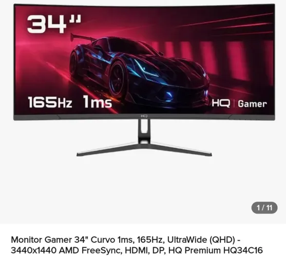 Monitor curvo 34 polegadas