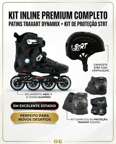 KIT INLINE PREMIUM COMPLETO | PATINS + PROTEÇÕES TRAXART