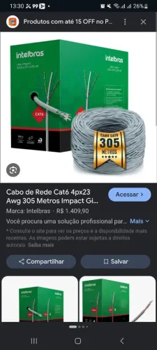 Caixa de cabo 305 mts lacrada cat6 100% cobre