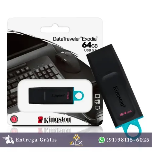 Pendrive Kingston 64gb Usb 3.2 Datatraveler Exodia *ENTREGA GRÁTIS*