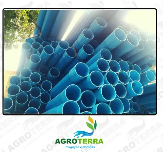 Tubo irrigação pvc azul barra 6 metros