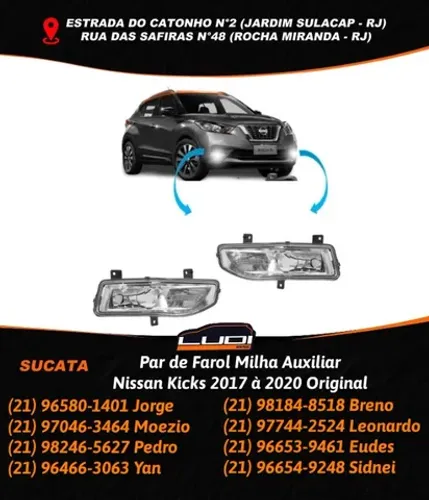 Par de Farol Milha Auxiliar Nissan Kicks 2017 à 2020 Original
