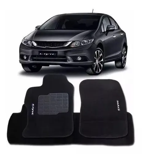 Tapete Carpete Honda Civic 2014 à 2016 - Preto 3 Peças - Ecotap