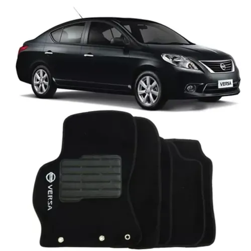 Tapete Carpete Nissan Versa 2014 à 2016 - Preto 3 Peças - Ecotap