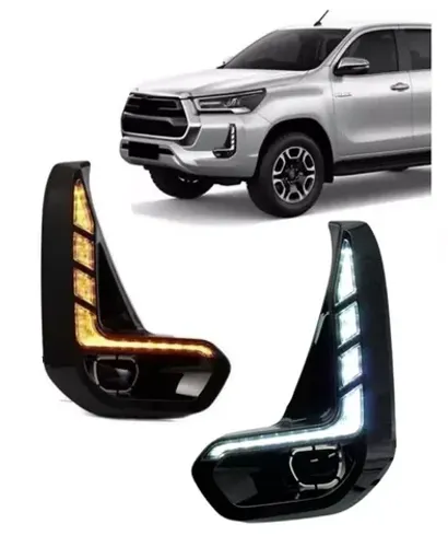 Par Moldura Milha Led Drl Seta Sequencial Hilux 2021 22 2023 