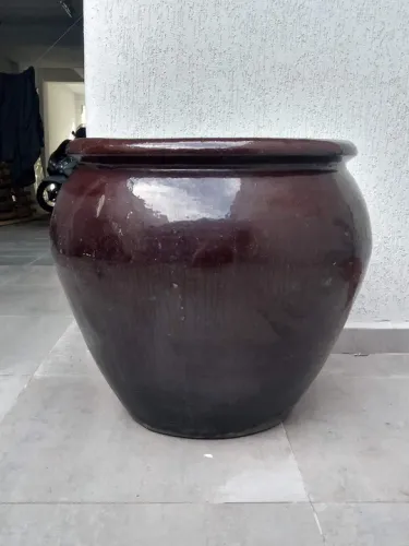LINDO Vaso de cerâmica marrom grande