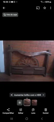 CAMA DE CASAL ARTESANAL, MADEIRA MACIÇA COM BAÚ COM 4 GAVETAS